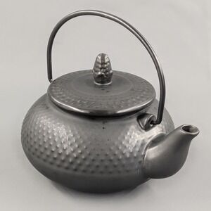 Morris Design Black Ceramic Hobnail Teapot with Infuser and Metal Handle